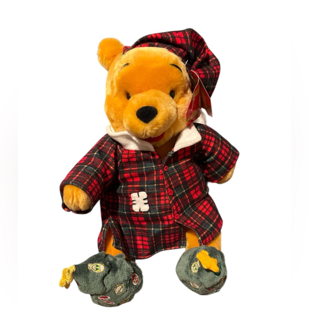 Vintage Disney Winnie the Pooh Stuffed Bear Plush Christmas Morning Pajamas NWT